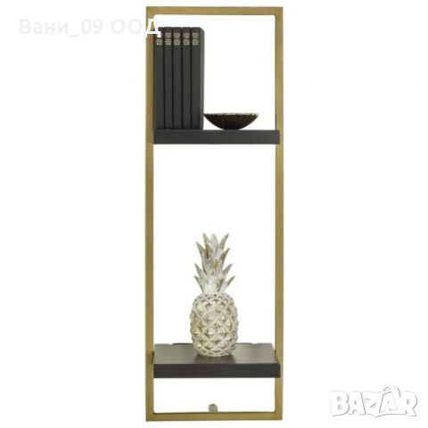 75см Голяма стенна етажерка в черно и златисто, снимка 2 - Етажерки - 36263655