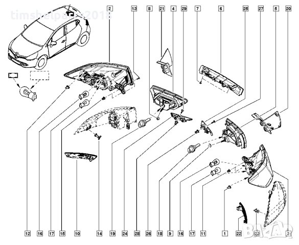 Рефлектор в задна броня за Renault Clio IV Рено Клио 4, снимка 2 - Части - 40459042