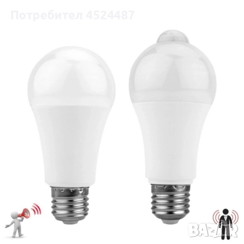 Лампа LED със сензор за движение, снимка 4 - Лед осветление - 51574128