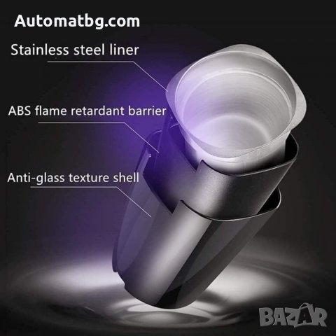 Пепелник с диод Automat, 75x93mm, Черен гланц, снимка 4 - Аксесоари и консумативи - 42144821