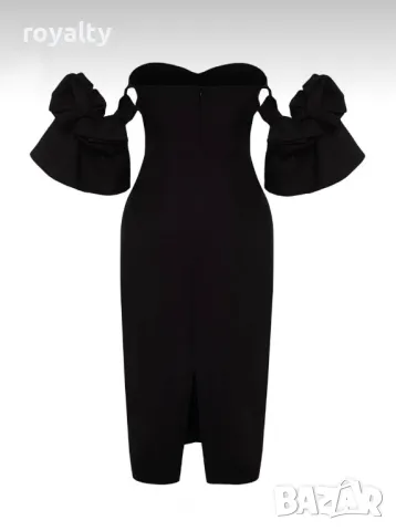 Черна елегантна дамска рокля , снимка 2 - Рокли - 50071634