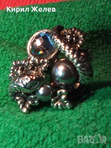 НЕО-ГОТИЧЕСКИ ФИГУРАЛЕН ЗМИЕВИДЕН КРИСТАЛЕН ПЕРЛЕН ПОСРЕБРЕН ПРЪСТЕН 26454, снимка 2 - Пръстени - 36421748