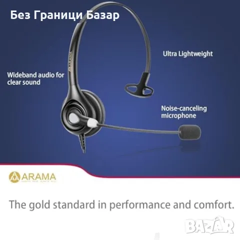 Нови Жични USB слушалки Arama с микрофон за офис, кол център и онлайн уроци, снимка 5 - Слушалки и портативни колонки - 55480395