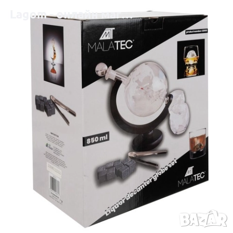 Елегантен комплект гарафи за уиски, гравиран глобус с чаши, със силует на кораб и дървена поставка, снимка 8 - Декорация за дома - 52561515