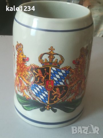 Немска халба за бира. Бавария. HUBER. Чаша. Герб. Germany. Голяма халба керамика. , снимка 4 - Колекции - 40668128