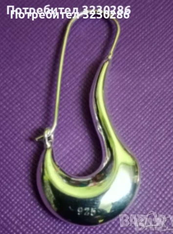 НОВИ Големи Сребърни обеци 925-5 СМ, снимка 2 - Обеци - 51310413