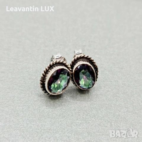 Сребърни обеци с мистичен топаз 