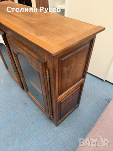 087 скрин / шкаф / витрина бюфет от масивно дърво (дърворезба) -цена 141лв ли 72,09 евро  общо -95см, снимка 4 - Секции и витрини - 45467651