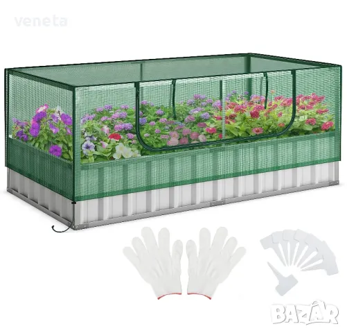 външна оранжерия Правоъгълна кутия за сеялки Комплект градинско повдигнато легло

