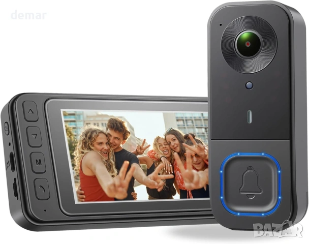4.3" безжичен видеодомофон с HD екран - Plug & Play, не е необходим WiFi, IP68, без абонамент