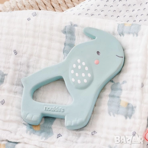 Зъбен пръстен/ гризалка за никнене на зъби Слон от Noukie's с цвят мента, снимка 3 - Дрънкалки и чесалки - 52907825