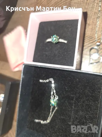 Гривна +пръстен с Мойсанит и диамант 3к проба 925, снимка 3 - Колиета, медальони, синджири - 49605878