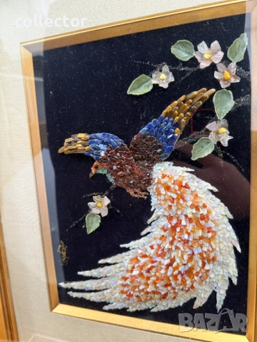 Ръчно изработена картина / музайка от полускъпоценни камъни. №7546, снимка 2 - Антикварни и старинни предмети - 52219975