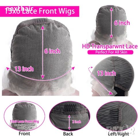 Естествена черна бразилска перука 80 см - Дантела 13×6, Права коса, снимка 3 - Аксесоари за коса - 53102839