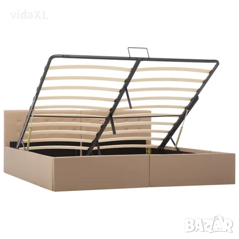 vidaXL Легло с повдигащ механизъм капучино изкуствена кожа 180x200 cм, снимка 2 - Спални и легла - 56146557