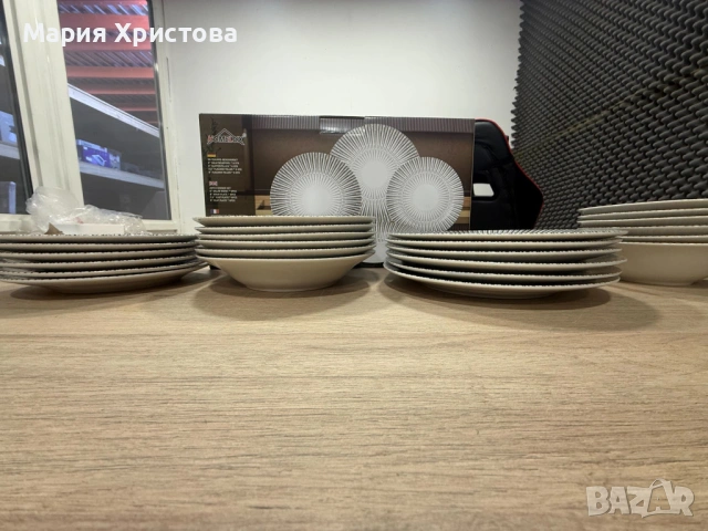 Комплект чинии 24 части с геометричен дизайн – Елегантност за всяка трапеза, снимка 2 - Чинии - 53638938