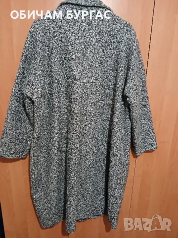 4xl-58 бг раз ПРЕКРАСНО ПАЛТО ОТ БУКЛЕ В МЕЛАНЖ ОТ ЧЕРНО И СИВО/ползвано само веднъж/, снимка 4 - Палта, манта - 48784928