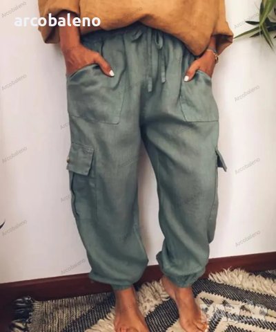 Дамски ежедневни панталони с връзки и странични джобове, 4цвята , снимка 3 - Панталони - 41846953