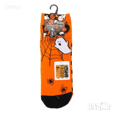 Halloween / Хелоуин чорапи с фигури на паяци, в оранжево и черно – 3 чифта_1252952, снимка 2 - Други - 52118216