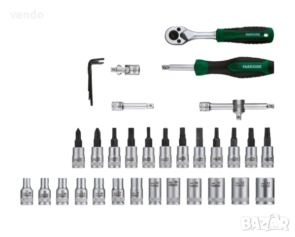 *ЧИСТО НОВ*PARKSIDE Комплект тресчотки с накрайници , снимка 3 - Гедорета - 53623679