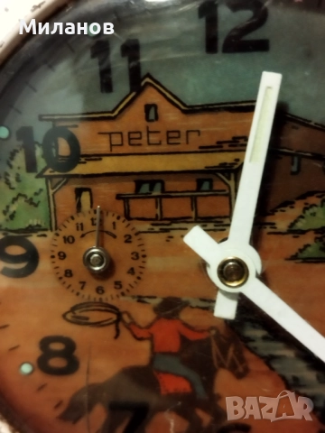 Стар анимиран будилник, настолен часовник, снимка 3 - Антикварни и старинни предмети - 52318316