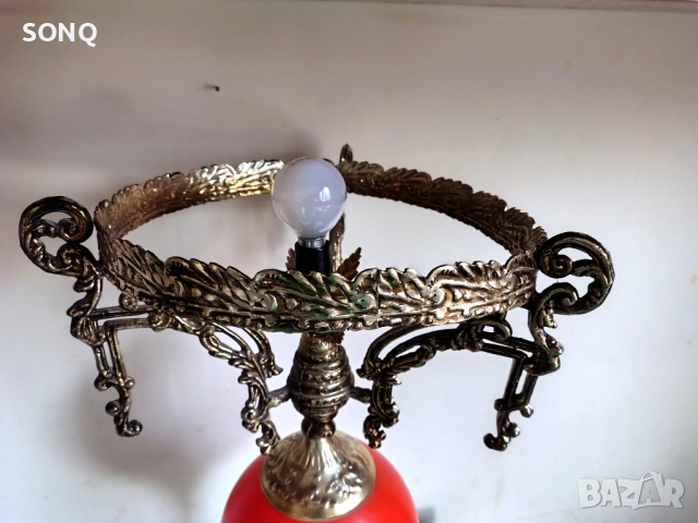 Прекрасна Голяма Стара Бронзова Лампа, снимка 2 - Антикварни и старинни предмети - 51774802