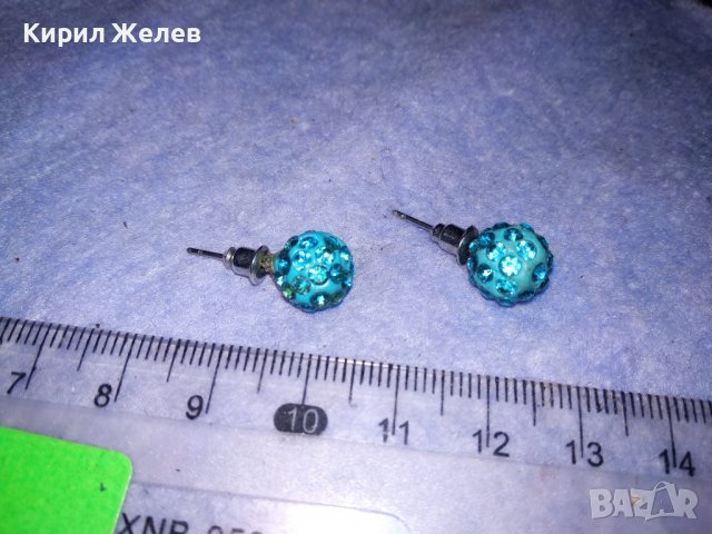 НЕЖНИ ТОПЧЕСТИ ВИНТИДЖ АРТ ОБЕЧКИ със СИН ЕМАЙЛ и КРИСТАЛЧЕТА 37040, снимка 3 - Обеци - 39954959