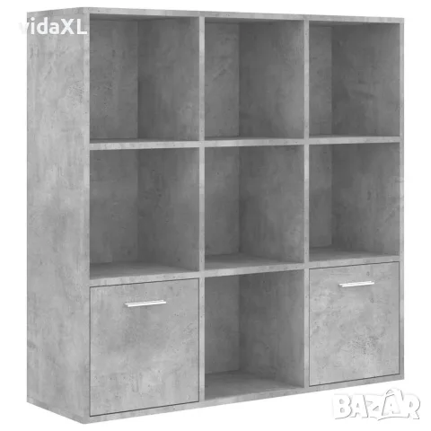 vidaXL Шкаф библиотека, бетонно сива, 98x30x98 см, инженерно дърво, снимка 1 - Етажерки - 56147710