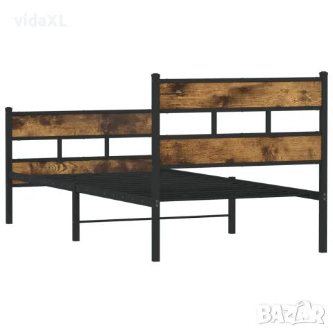 vidaXL Метална рамка за легло, без матрак, опушен дъб, 75x190 см, снимка 6 - Спални и легла - 56147482