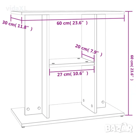 vidaXL Поставка за аквариум, сонома дъб, 60x30x60 см, инженерно дърво, снимка 8 - Аквариуми - 56148103