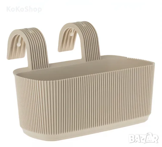 Сандъче за цветя – пластмасово,бежово , за балкон или двор, снимка 2 - Саксии и кашпи - 50323248