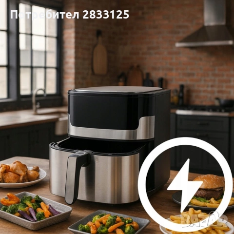 Смарт Еърфрайър , 2200W, XXL 6.5л, Wi-Fi Tuya App, 10 Програми, Неръждаема стомана