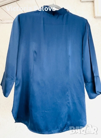 Винтидж синя копринена блуза RA-RE - италиански лукс от 90-те, снимка 9 - Блузи с дълъг ръкав и пуловери - 53032685