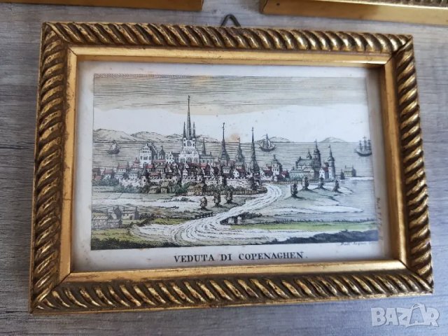 Стари литографии в рамка - 3 броя, снимка 5 - Антикварни и старинни предмети - 48556223