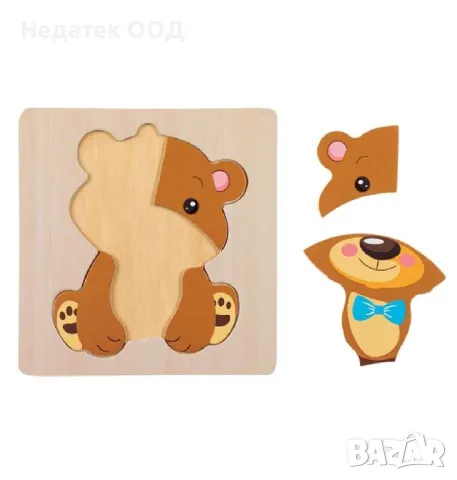 Дървен пъзел Мече, 5 бр., снимка 2 - Образователни игри - 49373024