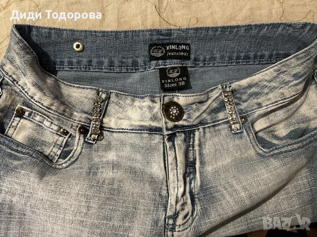 Дамски тричетвърти дънки XINLONG с камъни и щампи, снимка 4 - Дънки - 55902840