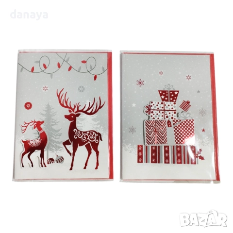 6215 Коледна картичка с червен плик за коледни пожелания, снимка 4 - Декорация за дома - 52712219
