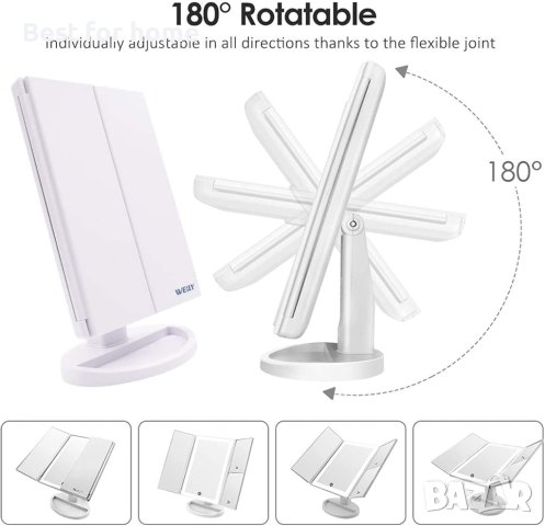 WEILY Козметичво огледало за грим с LED осветление и сензорен екран, снимка 5 - Други - 42669767