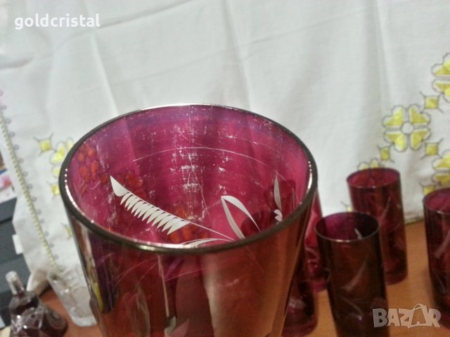 стари стъклени чаши цветно стъкло , снимка 5 - Антикварни и старинни предмети - 44343962