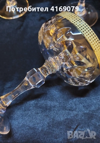 Кристални чаши със златен кант за ликьор, снимка 7 - Чаши - 53811820