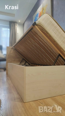 Легло с повдигащ механизъм и матрак, снимка 3 - Спални и легла - 53589113