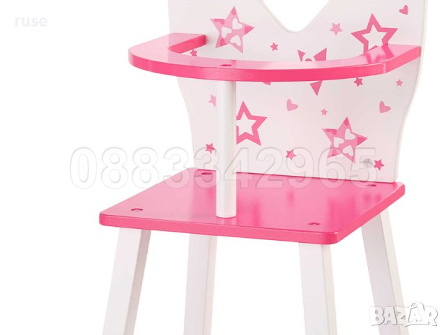 НОВО! Дървено столче за хранене на кукли/ бебета , снимка 3 - Играчки за стая - 39649431