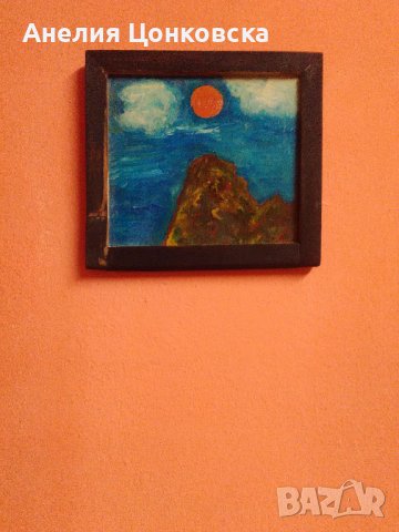 Пейзаж акрил върху дърво, снимка 1