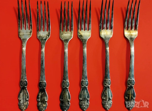 Посребрени вилици и лъжици "Сребърна роза", МНЦ, мелхиор, СССР, снимка 6 - Прибори за хранене, готвене и сервиране - 53424212