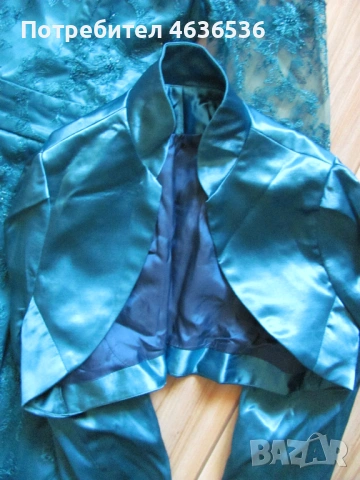 Дамска дантелена рокля с болеро , петролено зелено, снимка 7 - Рокли - 53438189