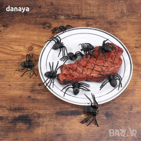 5209 Комплект черни паяци тарантули Halloween декорация , 12 броя, снимка 2 - Декорация за дома - 47298816