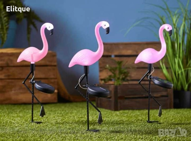 Декоративна соларна лампа във формата на фламинго - 3бр в комплект, снимка 5 - Други - 52855141