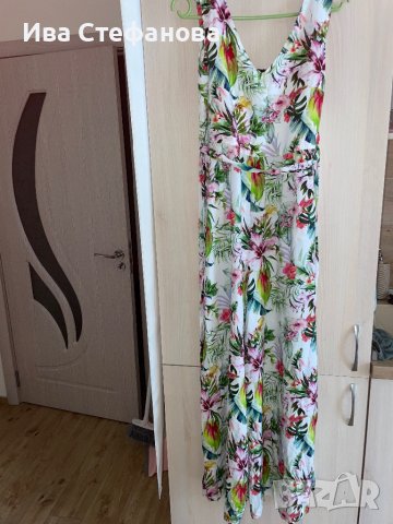Уникален елегантен дълъг гащеризон тропически принт екзотичен десен диви цветя Mohito, снимка 5 - Гащеризони - 42020652