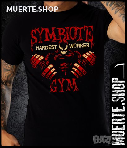 Черна тениска с щампа RED SYMBIOTE GYM