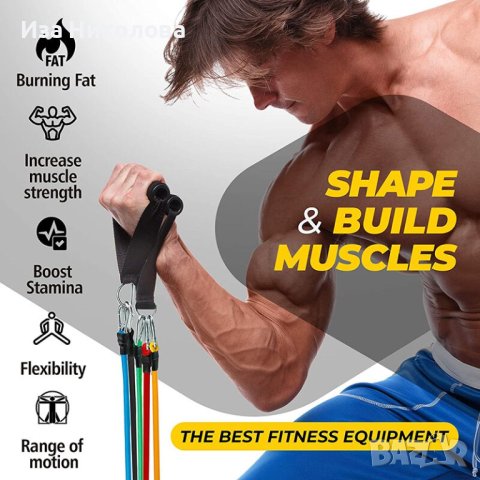 Ластици за тренировка Фитнес Комплект 11 части, снимка 3 - Фитнес уреди - 41267215